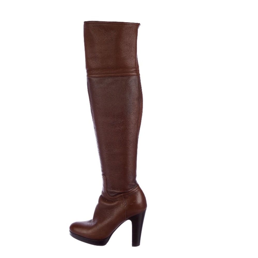 authentic brown Miu Miu over the knee heel boots